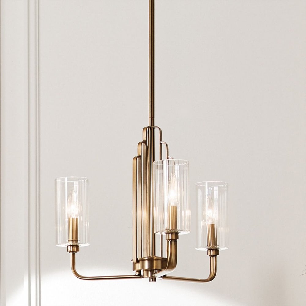 QN-KIMROSE3-BNB Kimrose 3 Light Chandelier - Brass Brushed Natural Brass