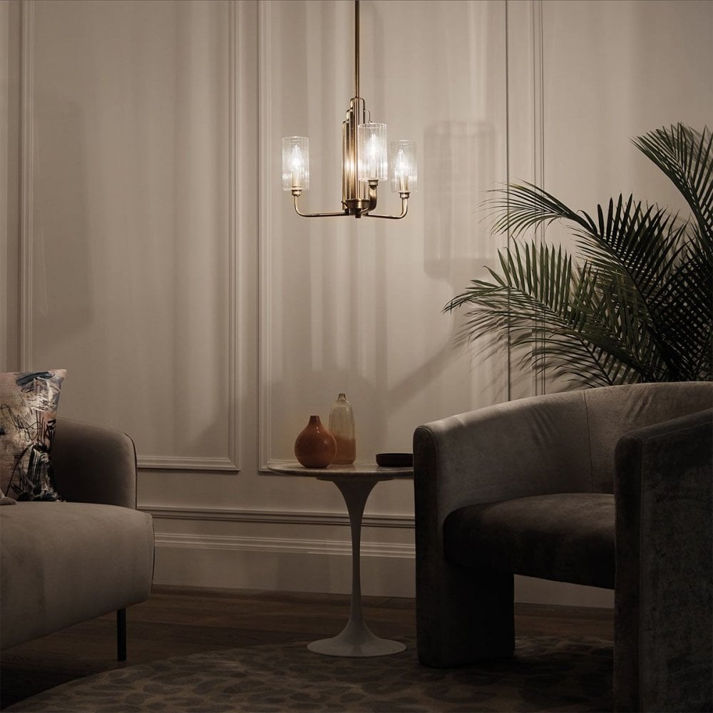 QN-KIMROSE3-BNB Kimrose 3 Light Chandelier - Brass Brushed Natural Brass