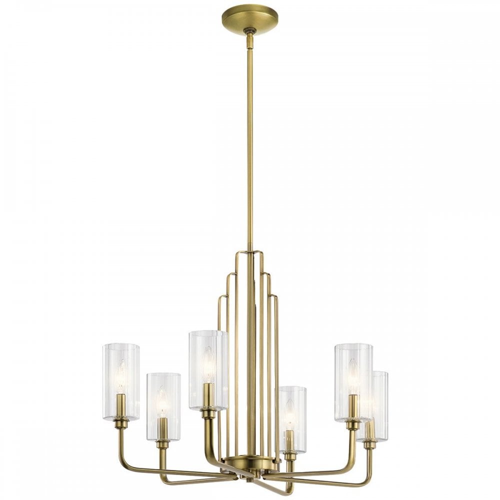 QN-KIMROSE6-BNB Kimrose 6 Light Chandelier - Brass Brushed Natural Brass