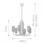 QN-KIMROSE6-BNB Kimrose 6 Light Chandelier - Brass Brushed Natural Brass