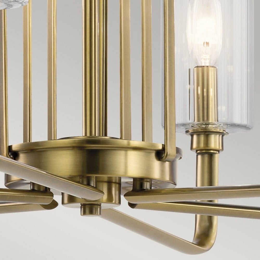 QN-KIMROSE6-BNB Kimrose 6 Light Chandelier - Brass Brushed Natural Brass