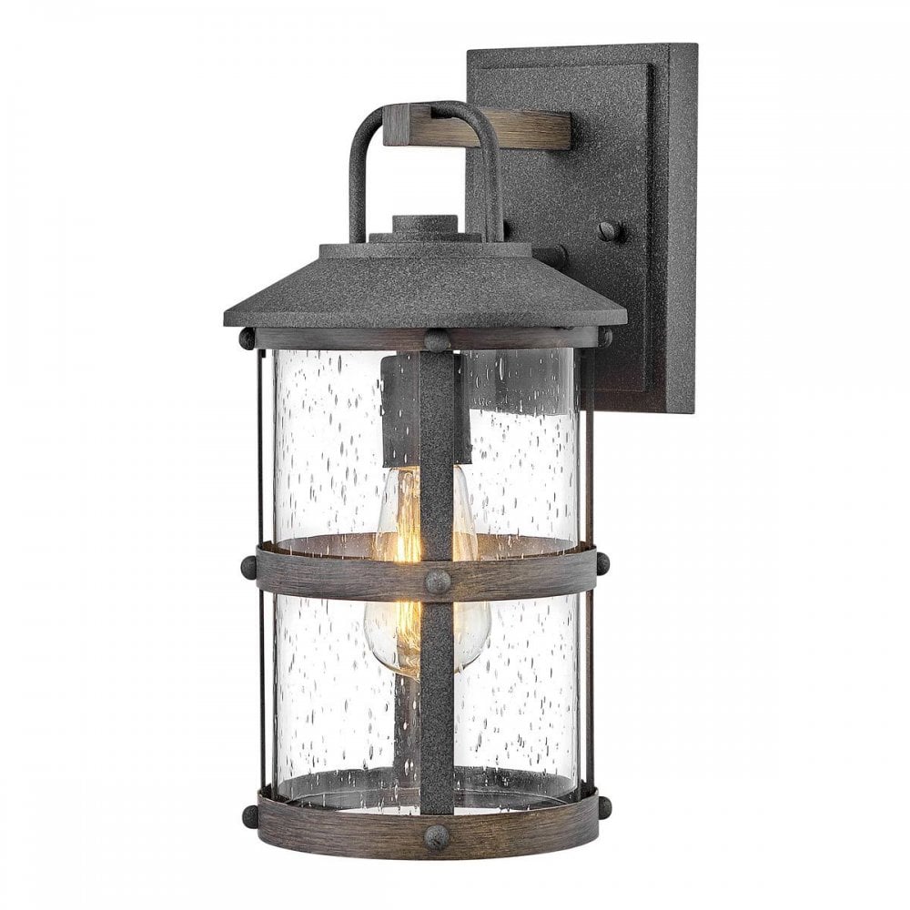 QN-LAKEHOUSE2-S-DZ Lakehouse 1 Light Small Wall Lantern Aged Zinc with Driftwood Grey