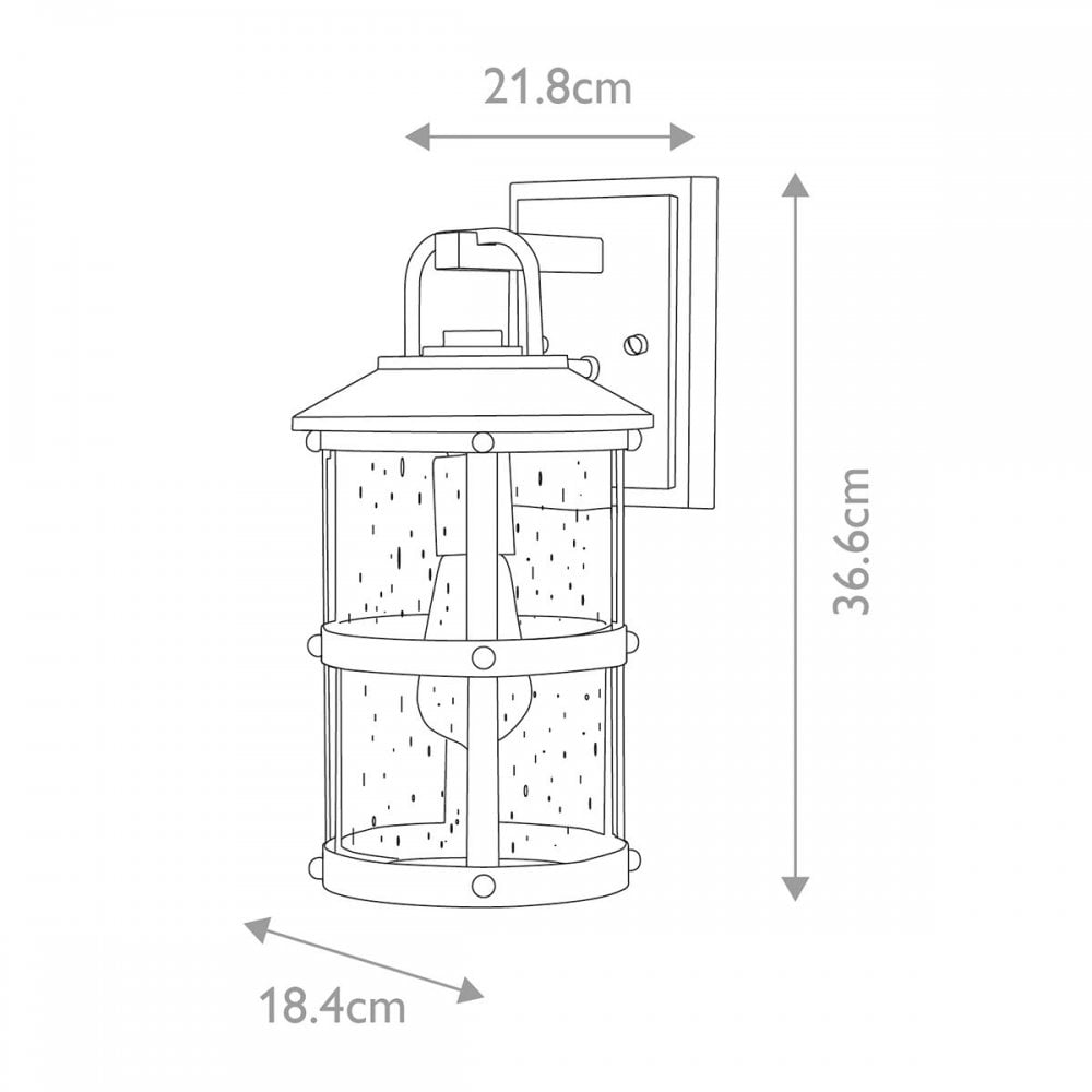 QN-LAKEHOUSE2-S-DZ Lakehouse 1 Light Small Wall Lantern Aged Zinc with Driftwood Grey