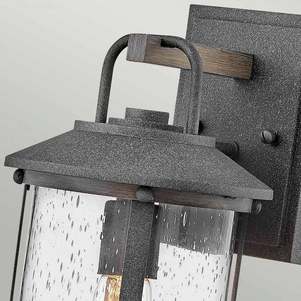 QN-LAKEHOUSE2-S-DZ Lakehouse 1 Light Small Wall Lantern Aged Zinc with Driftwood Grey