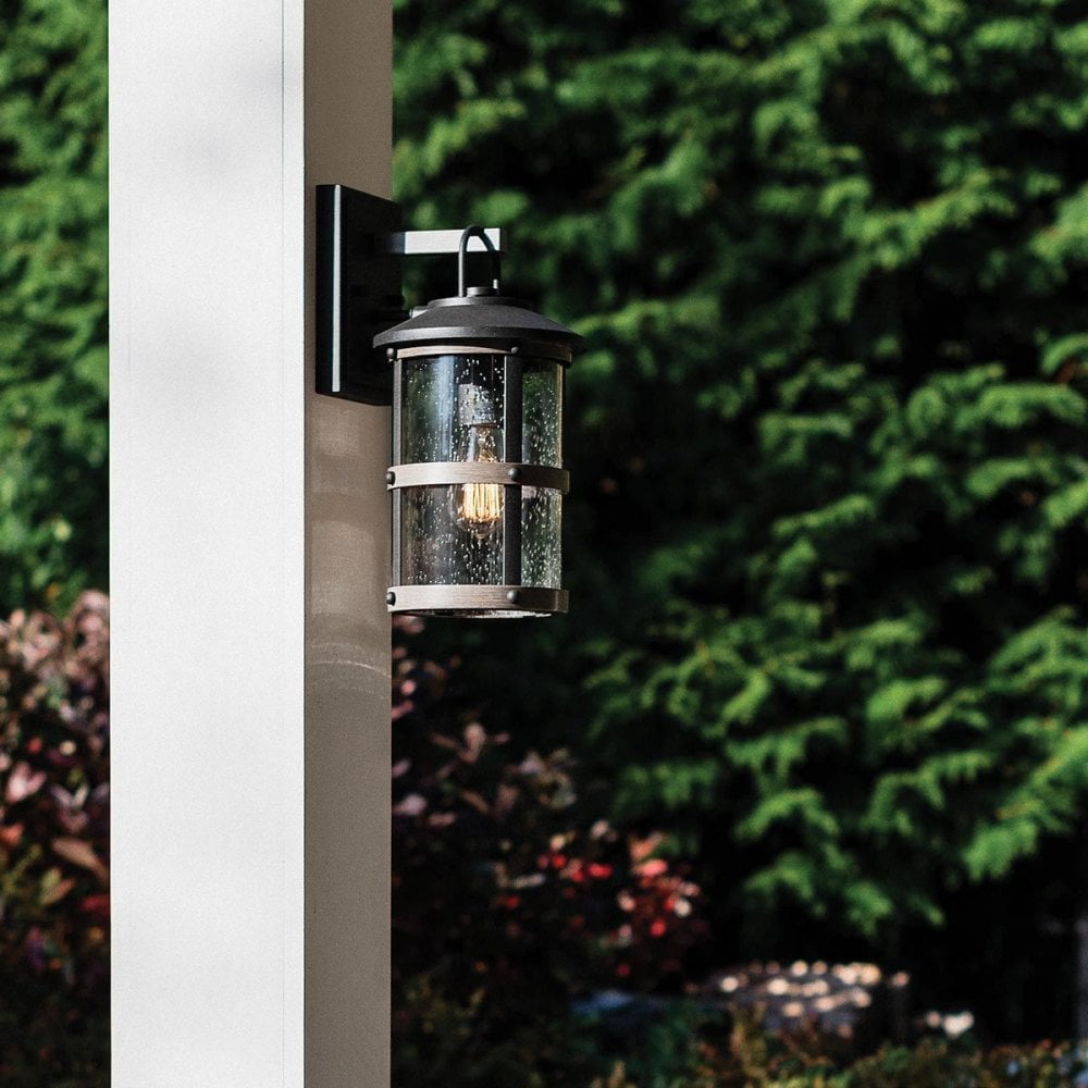 QN-LAKEHOUSE2-S-DZ Lakehouse 1 Light Small Wall Lantern Aged Zinc with Driftwood Grey