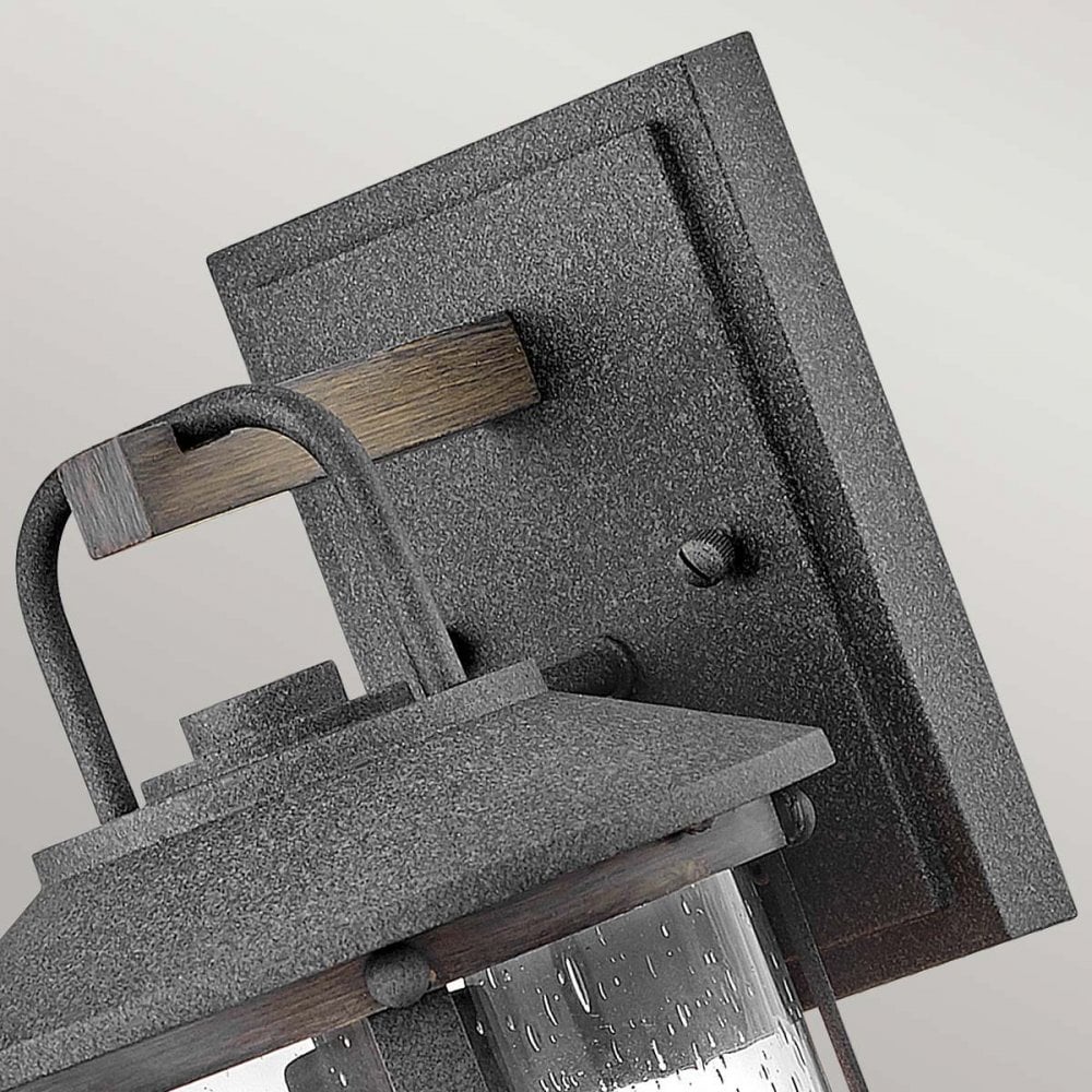 QN-LAKEHOUSE2-S-DZ Lakehouse 1 Light Small Wall Lantern Aged Zinc with Driftwood Grey