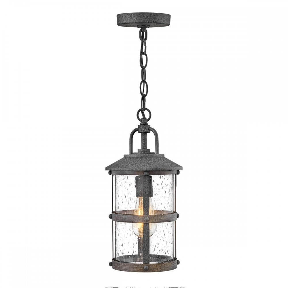 QN-LAKEHOUSE8-S-DZ Lakehouse 1 Light Small Chain Lantern Aged Zinc with Driftwood Grey