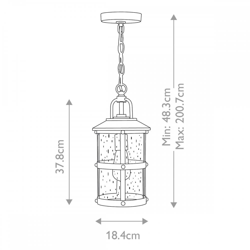 QN-LAKEHOUSE8-S-DZ Lakehouse 1 Light Small Chain Lantern Aged Zinc with Driftwood Grey