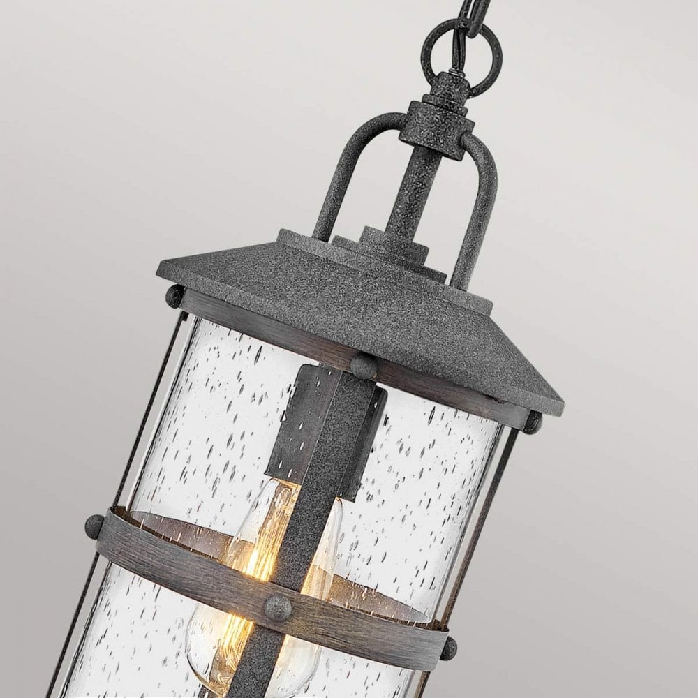 QN-LAKEHOUSE8-S-DZ Lakehouse 1 Light Small Chain Lantern Aged Zinc with Driftwood Grey