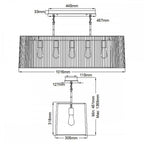 QN-LINARA-ISLE-BK Linara 5 Light Linear Chandelier Black & Natural Brass