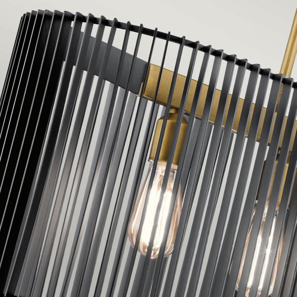QN-LINARA-ISLE-BK Linara 5 Light Linear Chandelier Black & Natural Brass
