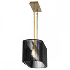QN-LINARA-ISLE-BK Linara 5 Light Linear Chandelier Black & Natural Brass