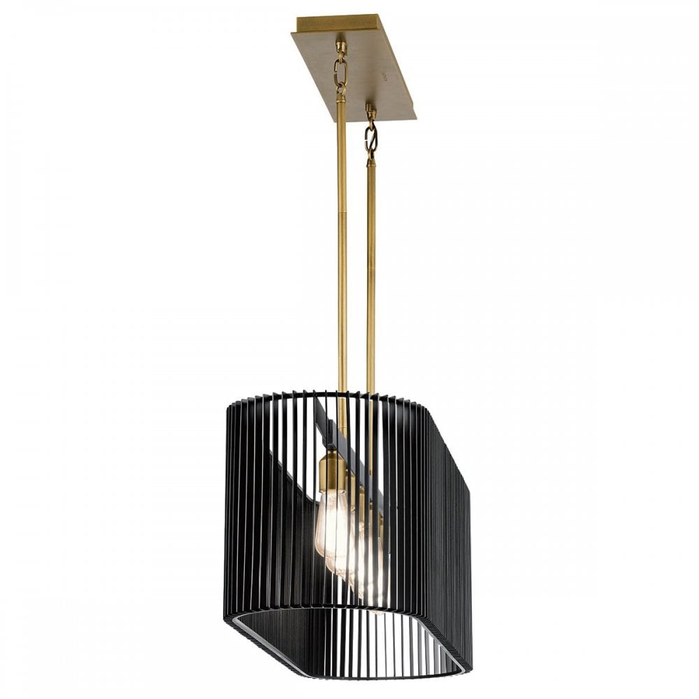 QN-LINARA-ISLE-BK Linara 5 Light Linear Chandelier Black & Natural Brass