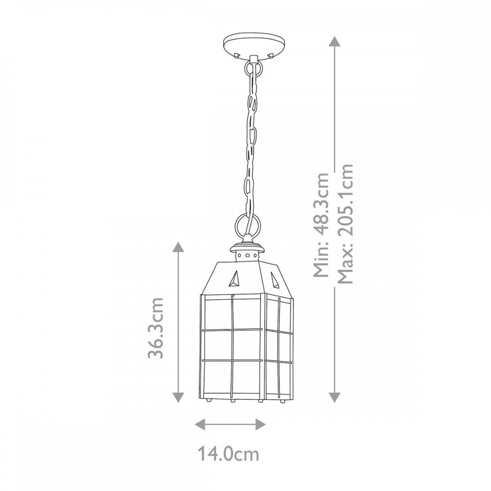 QN-NANTUCKET8-M-AS Nantucket 1 Light Medium Chain Lantern Aged Brass
