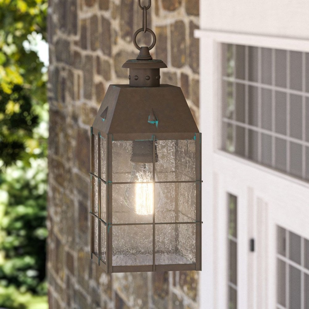QN-NANTUCKET8-M-AS Nantucket 1 Light Medium Chain Lantern Aged Brass