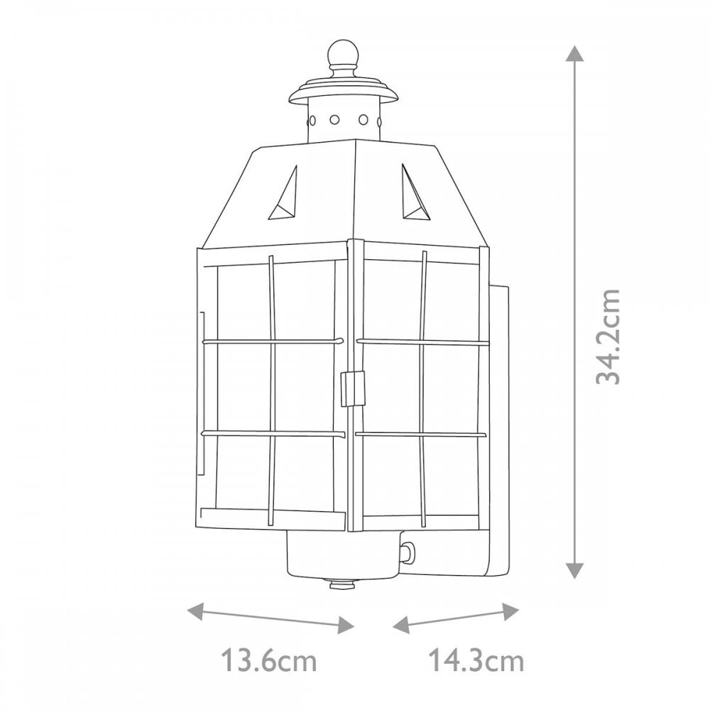 QN-NANTUCKET-M-AS Nantucket 1 Light Medium Wall Lantern Aged Brass