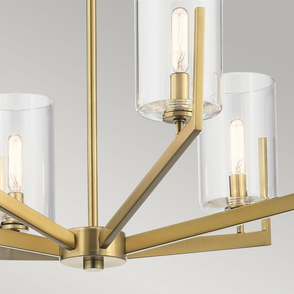 QN-NYE6-BNB Nye 6 Light Chandelier - Brass Brushed Natural Brass