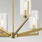 QN-NYE6-BNB Nye 6 Light Chandelier - Brass Brushed Natural Brass
