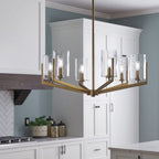 QN-NYE6-BNB Nye 6 Light Chandelier - Brass Brushed Natural Brass