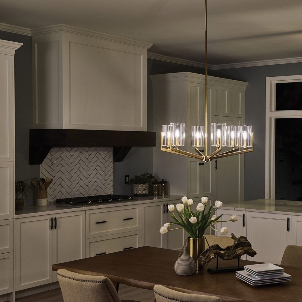 QN-NYE6-BNB Nye 6 Light Chandelier - Brass Brushed Natural Brass