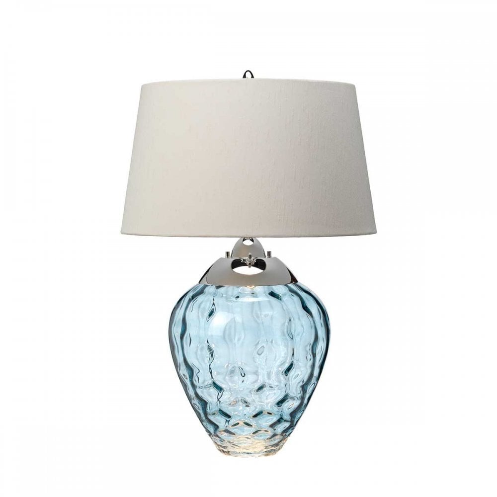 QN-SAMARA-TL-BLU Samara Table Lamp - Light Blue Polished Nickel