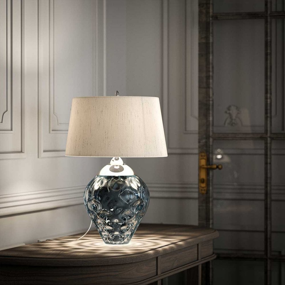 QN-SAMARA-TL-BLU Samara Table Lamp - Light Blue Polished Nickel