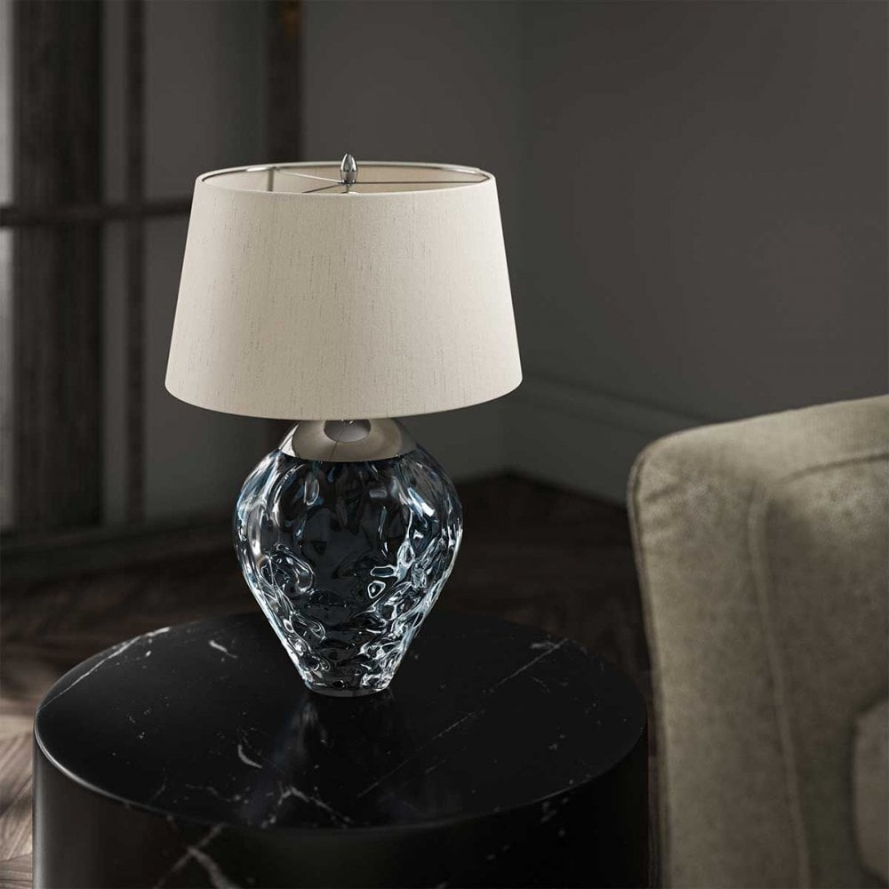 QN-SAMARA-TL-BLU Samara Table Lamp - Light Blue Polished Nickel