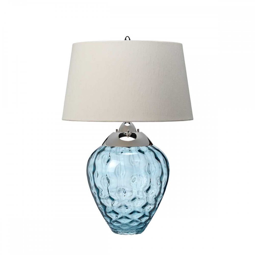 QN-SAMARA-TL-BLU Samara Table Lamp - Light Blue Polished Nickel