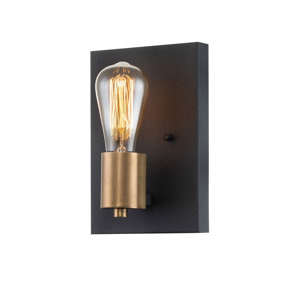 QN-SILAS1-DZ Silas 1 Light Wall Light Aged Zinc & Heritage Brass