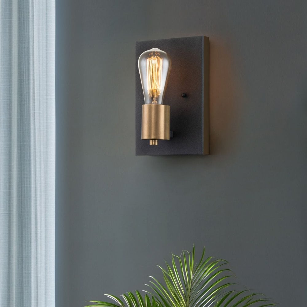 QN-SILAS1-DZ Silas 1 Light Wall Light Aged Zinc & Heritage Brass