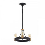 QN-SILAS-3P-DZ Silas 3 Light Pendant/ Semi-Flush Aged Zinc & Heritage Brass
