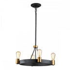 QN-SILAS-4P-DZ Silas 4 Light Pendant/ Semi-Flush Aged Zinc & Heritage Brass