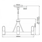 QN-SILAS-4P-DZ Silas 4 Light Pendant/ Semi-Flush Aged Zinc & Heritage Brass