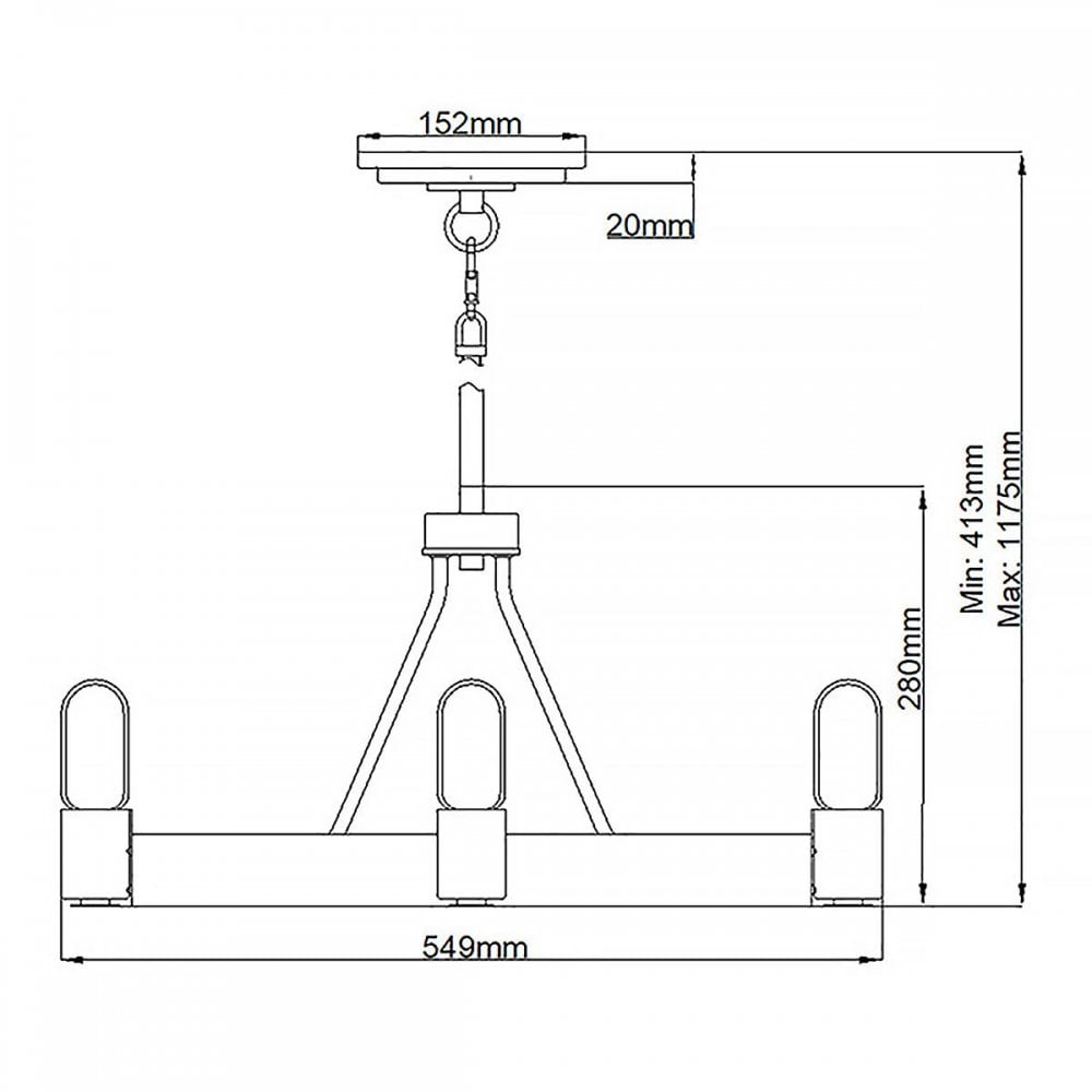 QN-SILAS-4P-DZ Silas 4 Light Pendant/ Semi-Flush Aged Zinc & Heritage Brass