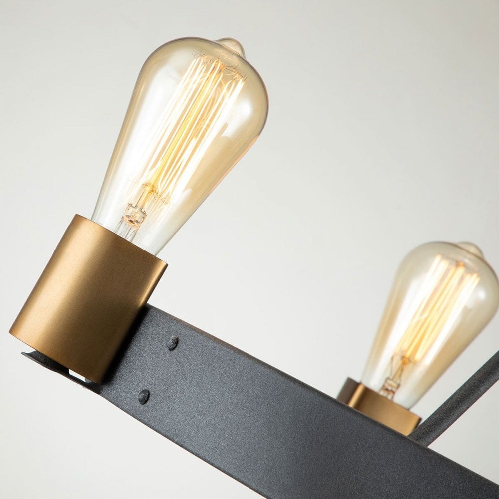 QN-SILAS-4P-DZ Silas 4 Light Pendant/ Semi-Flush Aged Zinc & Heritage Brass