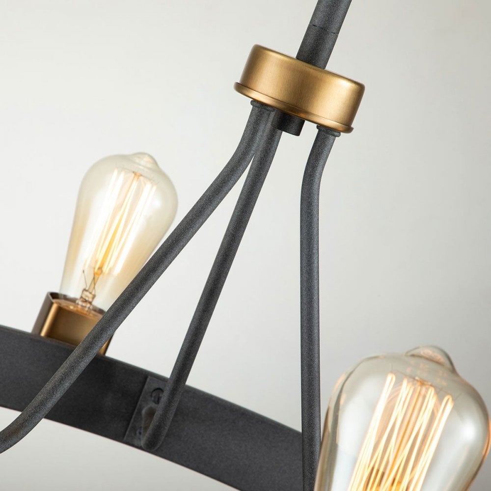 QN-SILAS-4P-DZ Silas 4 Light Pendant/ Semi-Flush Aged Zinc & Heritage Brass