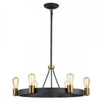 QN-SILAS-6P-DZ Silas 6 Light Pendant/ Semi-Flush Aged Zinc & Heritage Brass