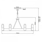 QN-SILAS-6P-DZ Silas 6 Light Pendant/ Semi-Flush Aged Zinc & Heritage Brass