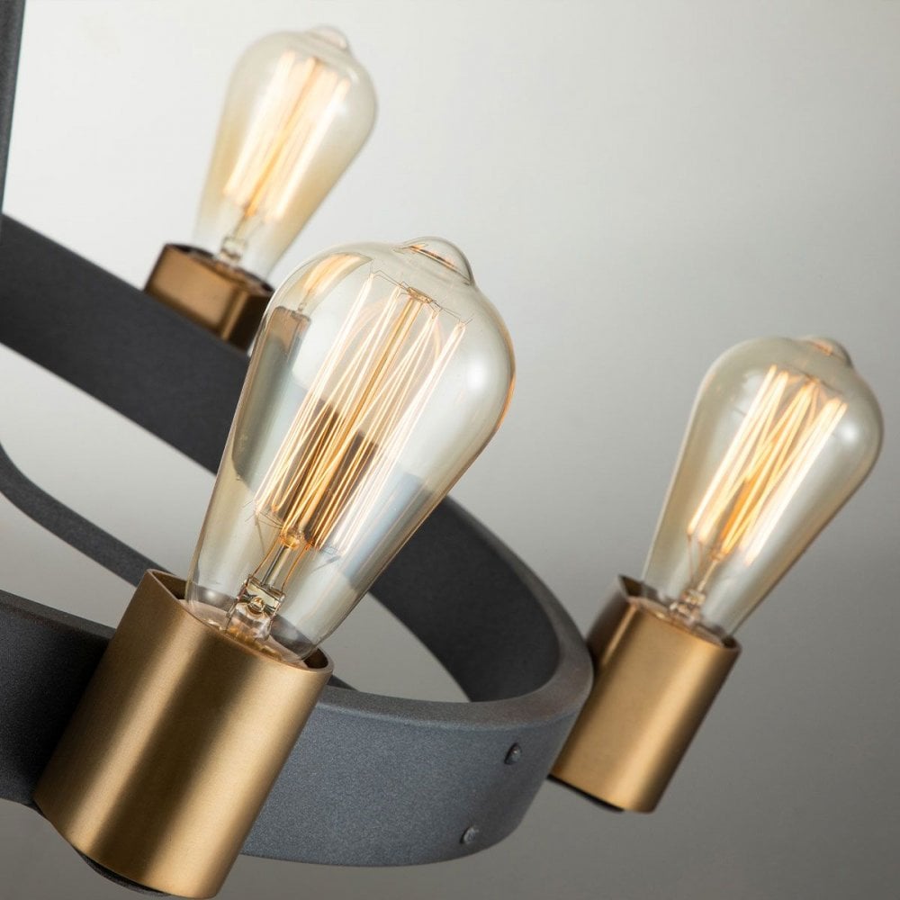 QN-SILAS-6P-DZ Silas 6 Light Pendant/ Semi-Flush Aged Zinc & Heritage Brass