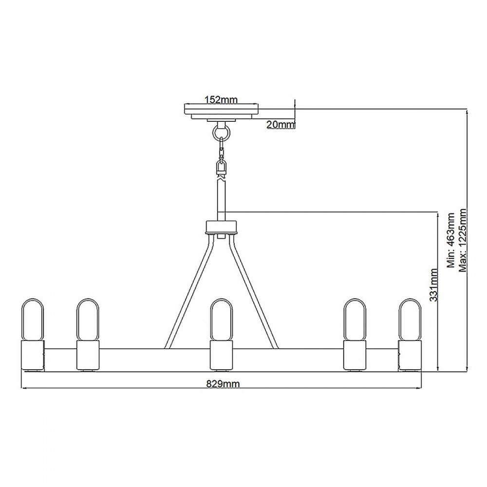 QN-SILAS-8P-DZ Silas 8 Light Pendant/ Semi-Flush Aged Zinc & Heritage Brass