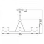 QN-SILAS-8P-DZ Silas 8 Light Pendant/ Semi-Flush Aged Zinc & Heritage Brass