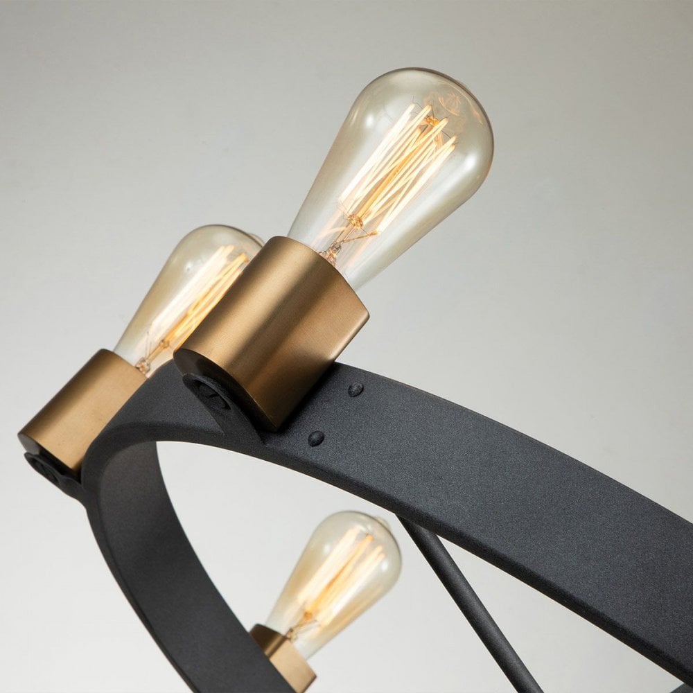 QN-SILAS-8P-DZ Silas 8 Light Pendant/ Semi-Flush Aged Zinc & Heritage Brass