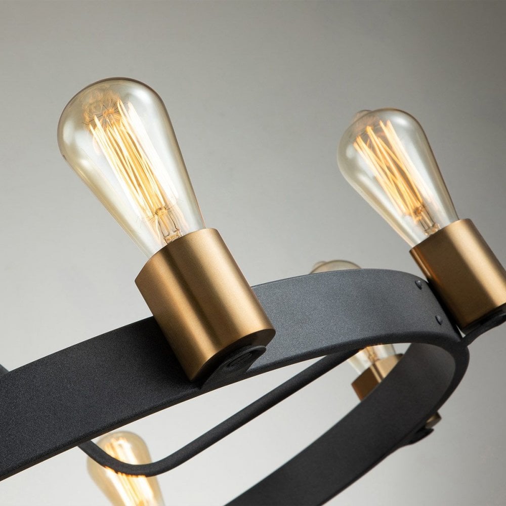 QN-SILAS-8P-DZ Silas 8 Light Pendant/ Semi-Flush Aged Zinc & Heritage Brass