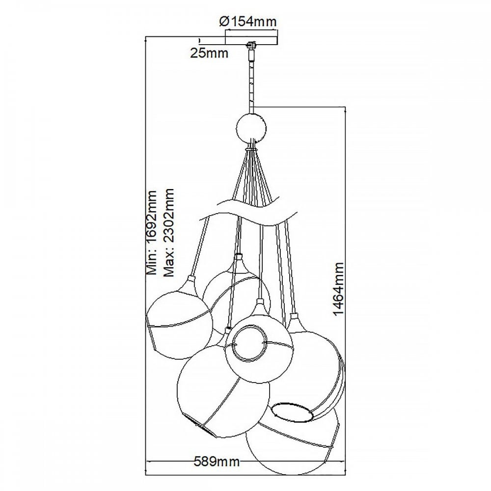 QN-SKYE-6P Skye 6 Light Pendant Heritage Brass
