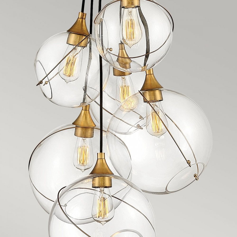QN-SKYE-6P Skye 6 Light Pendant Heritage Brass