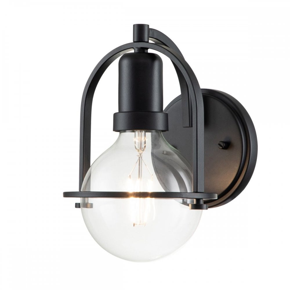 QN-SOMERSET1-C-BK Somerset 1 Light Wall Light - Black/Clear