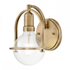 QN-SOMERSET1-C-HB Somerset 1 Light Wall Light - Brass/Clear