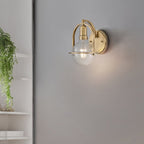 QN-SOMERSET1-C-HB Somerset 1 Light Wall Light - Brass/Clear