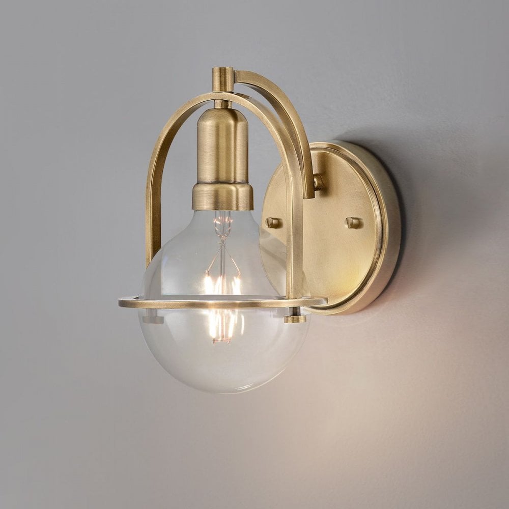 QN-SOMERSET1-C-HB Somerset 1 Light Wall Light - Brass/Clear