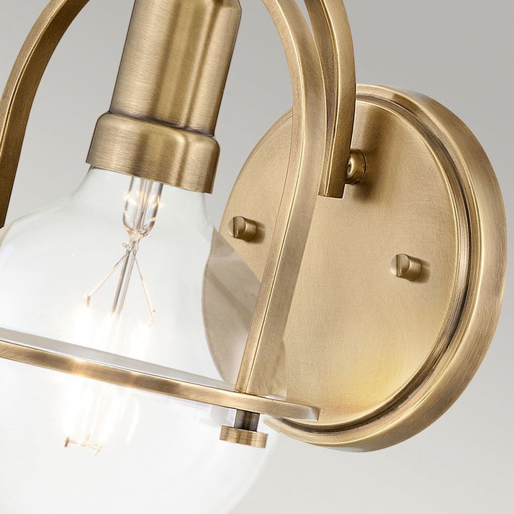 QN-SOMERSET1-C-HB Somerset 1 Light Wall Light - Brass/Clear